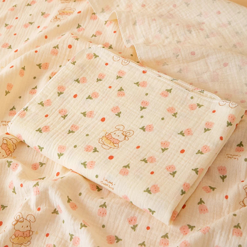 1 Piece of Double-Layered Baby Swaddle Blanket, Soft and Breathable, with Cute Patterns, Multifunctional Newborn Wrap Blanket, Baby Quilt, Baby Swaddle Sheet, Suitable for All Seasons