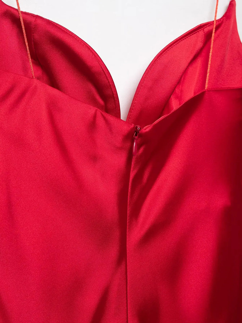 HH 2025 Women Red V-Neck Holiday Style Satin Texture Long Dress Sleeveless Summer Women's Back Zipper Fashion Sling Dresses