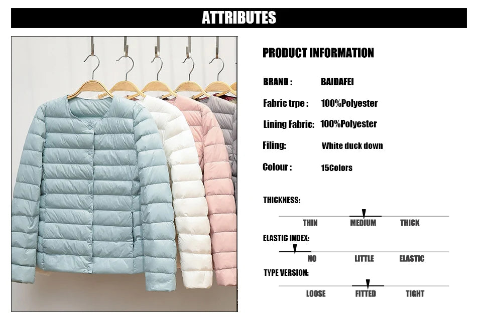 2024 New Spring Winter Women Liner Warm Down Jackets Ultralight Collarless Portable Female Padded Parkas O-Neck Puffer Overcoat
