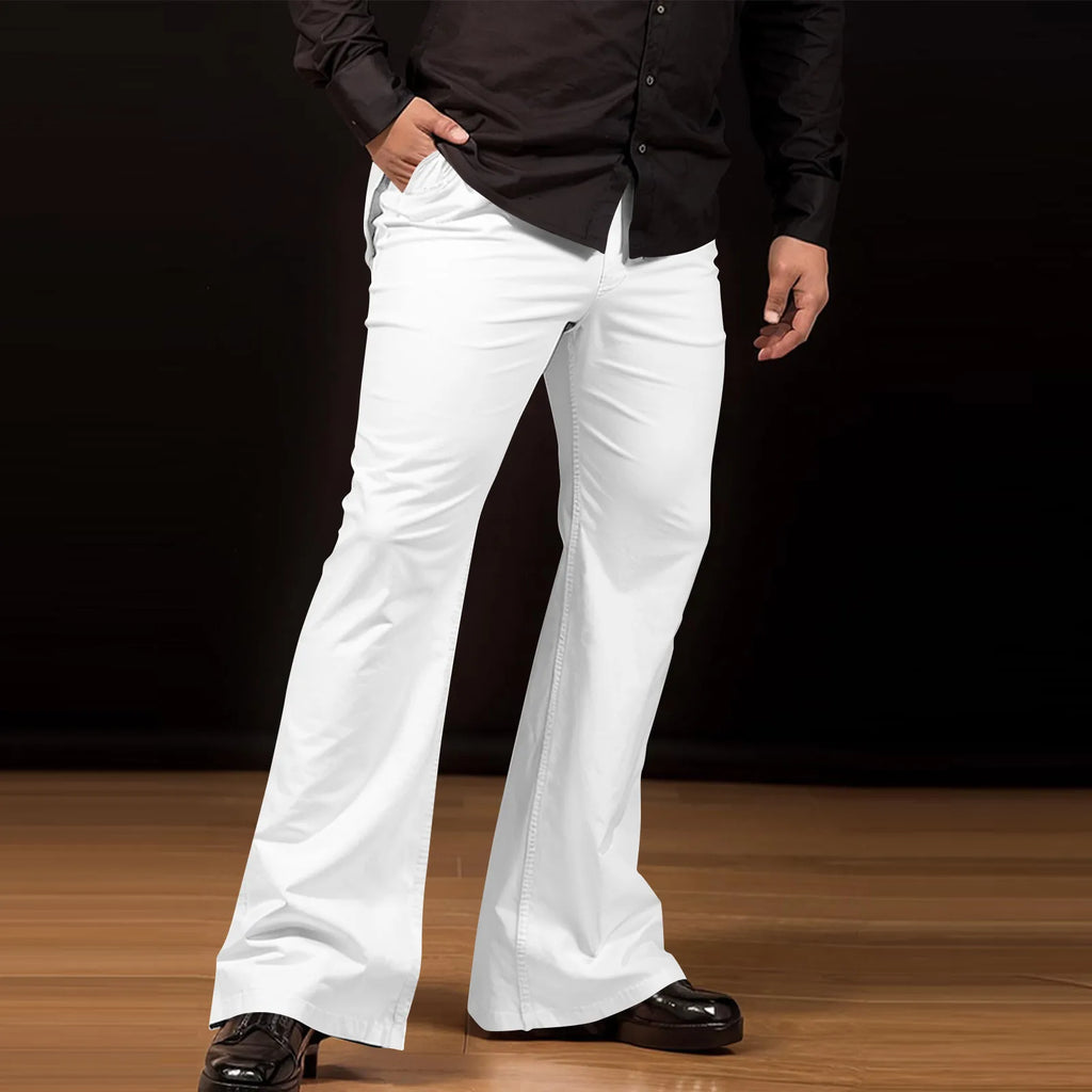 Flare Pants Men Spring Solid Color Daily Simple Classic Trousers Chic Comfortable Hip Hop Mopping Bottoms Disco Flared Pants