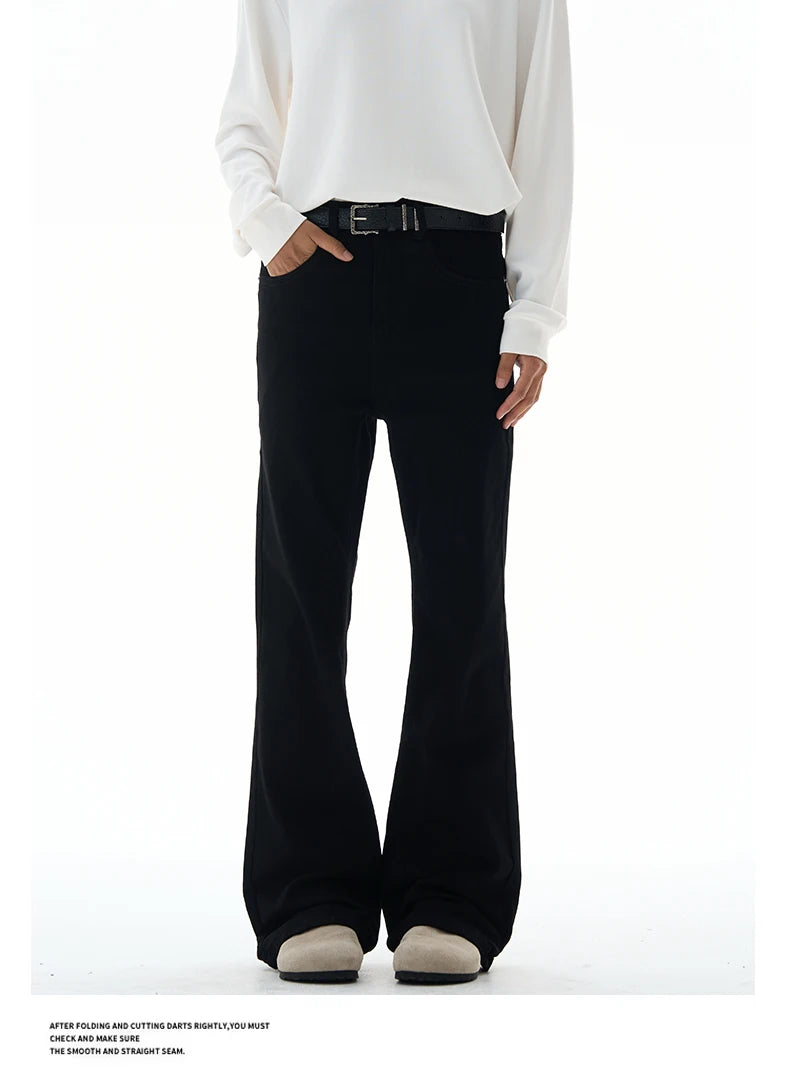 Men's Flared Pants Solid Stretch New Slim Wide Legs Fashion Trousers Hip Hop Casual Hippie Pants Male Streetwear