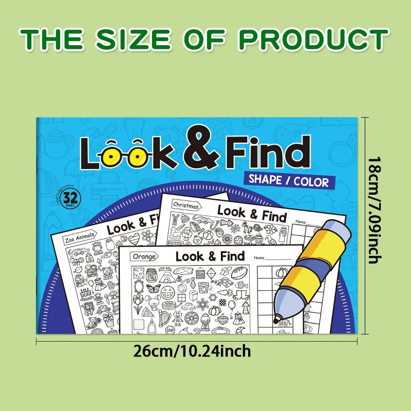 Interactive Look Find Coloring Book, Children's Search for Items Game, Enhance Visual Perception, Focus and Attention