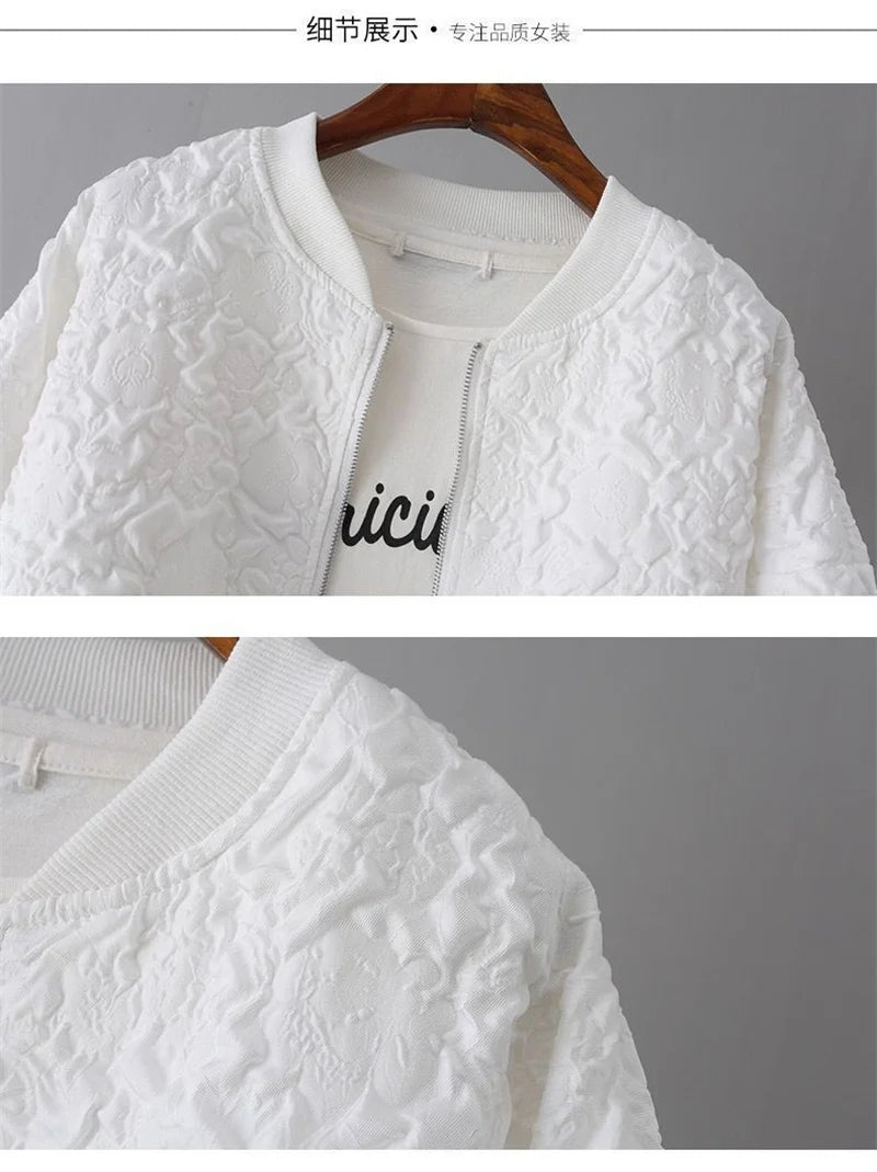 Solid Color Ladies Short Baseball Jacket 2026 New Korean Spring Casual White Jacket Top Female Cardigan Zipper Jackets Fashion