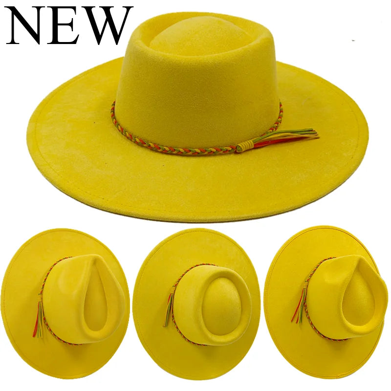 Gorras Para Hombres Three styles Suede Hat Water drop hat 9.5cm Wide Brim Fedora Hat Women's Autumn and Winter Felt Jazz Hat