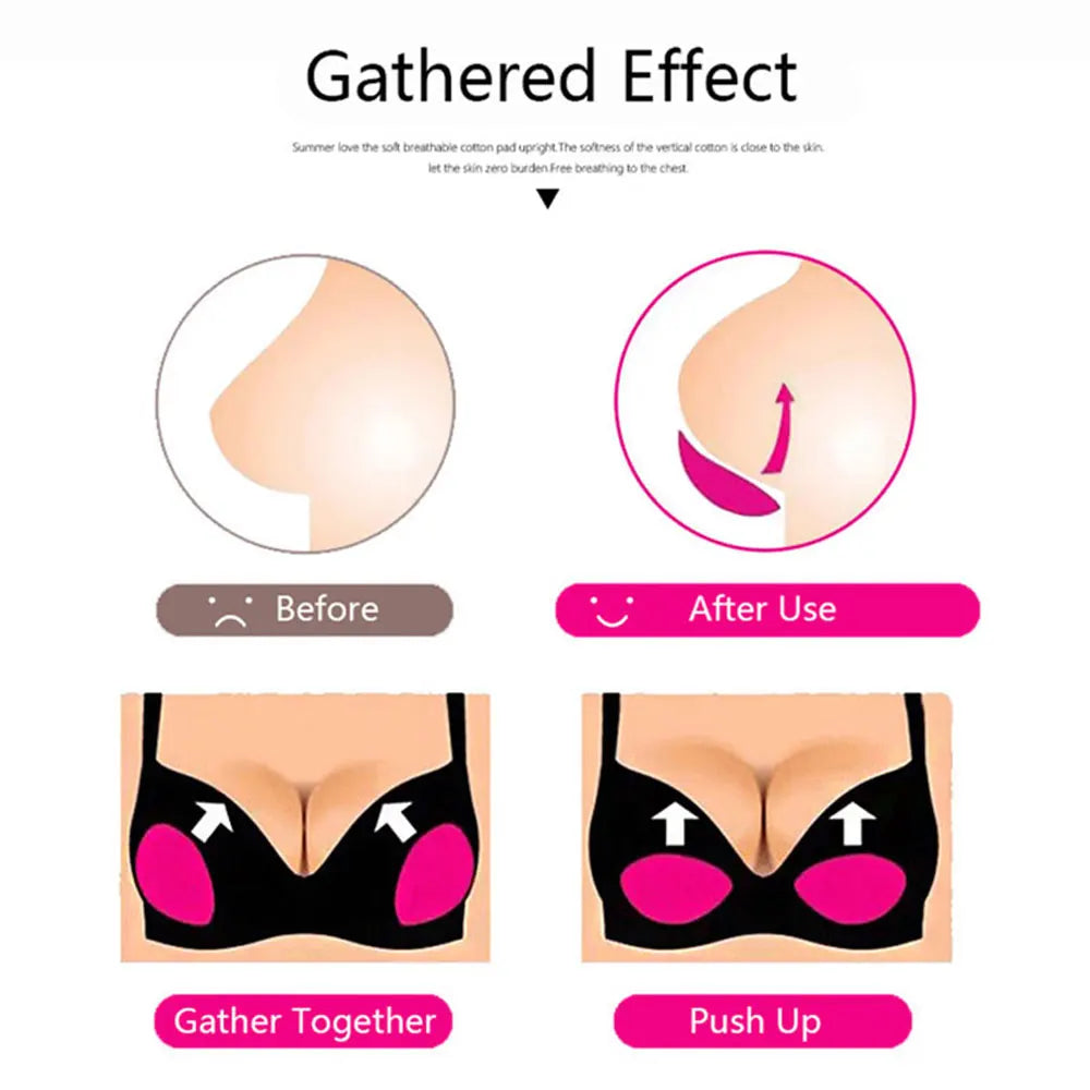 1 Pair Swimsuit Bikini Padded Paste Small Bust Thicker Padding Breathable Insert Sponge Bra Self-adhesive Invisible Chest Pads