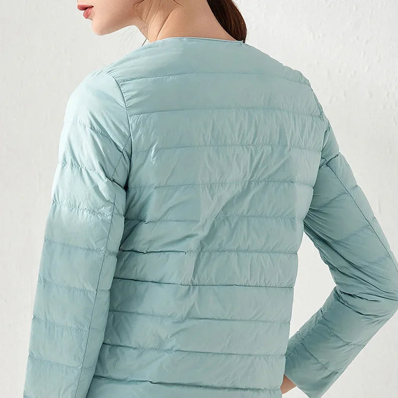2024 New Spring Winter Women Liner Warm Down Jackets Ultralight Collarless Portable Female Padded Parkas O-Neck Puffer Overcoat