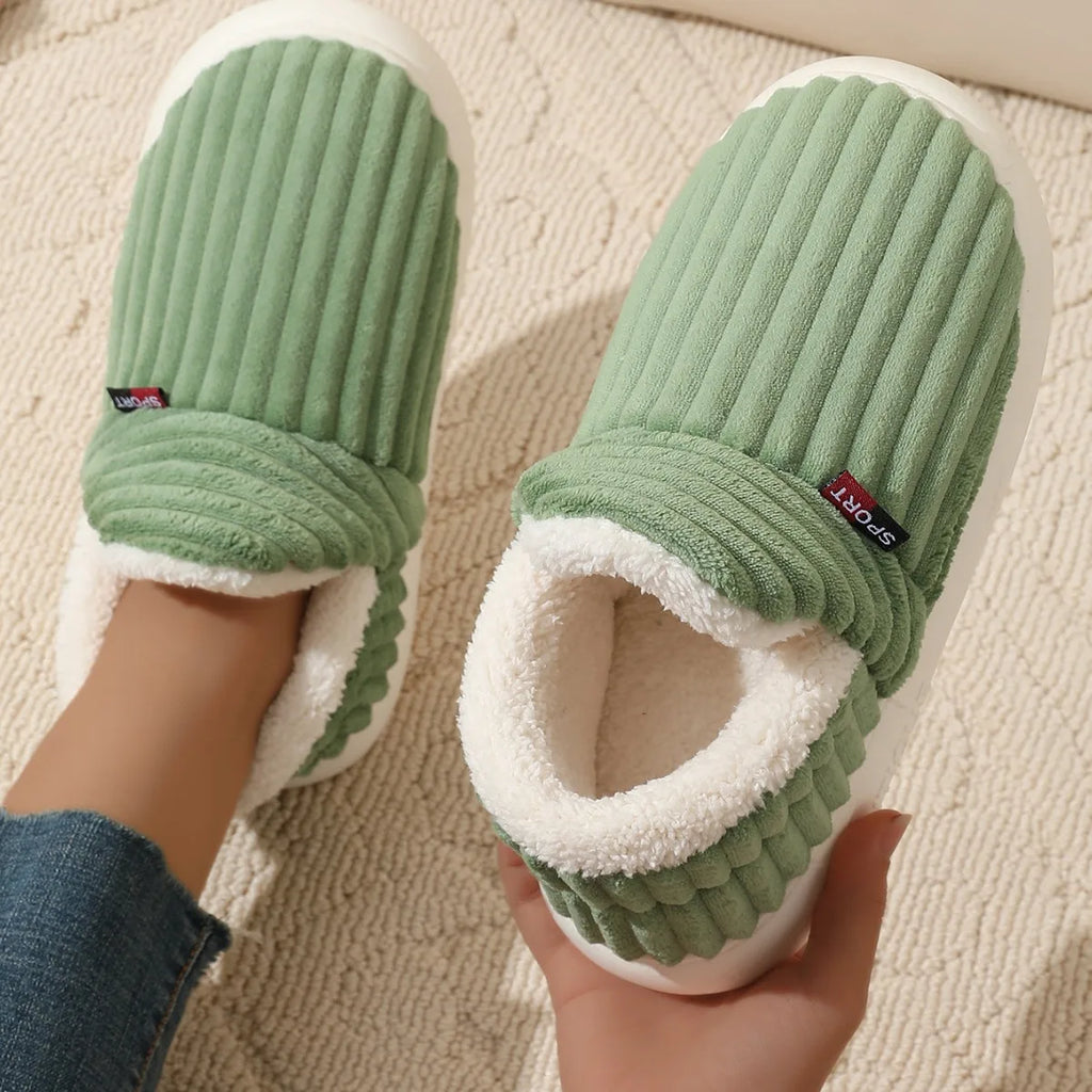Bebealy Winter Fur Men Slippers Men Shoes Outdoor Nonslip Short Plush Men Slippers Casual Fuzzy House Ankle Men Boots Flat Shoes