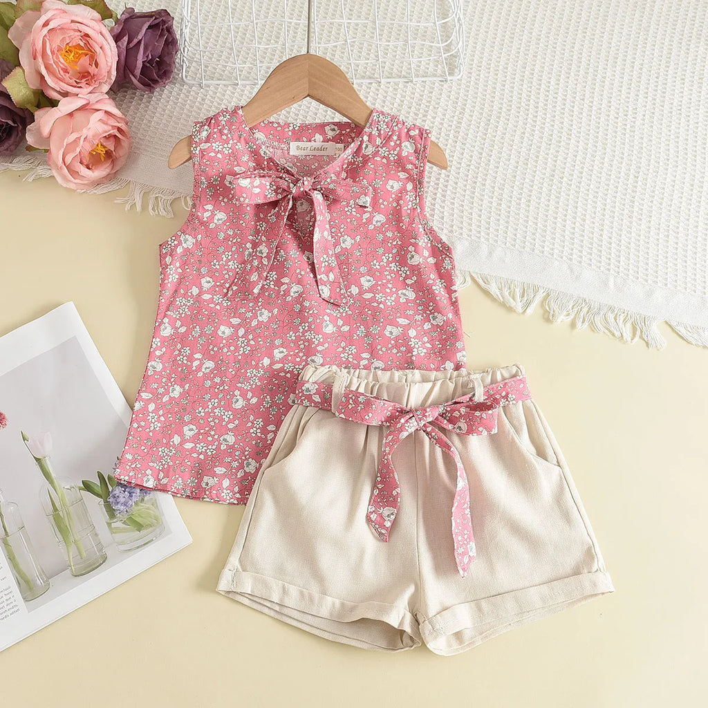 Melario Toddler Kids Baby Girl Floral Blue Blouse T-shirt Pants Summer 2PCS Suit Infant Girl Clothes 2-6 Years New Girls Outfits