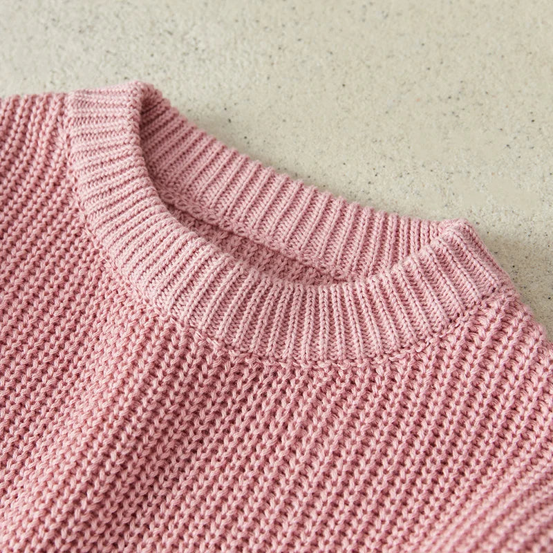 Suefunskry Newborn Baby Girl Boy Knitted Long Sleeve Autumn Winter Sweater Solid Loose Pullover Casual Tops Kids Clothes 3M-5Y