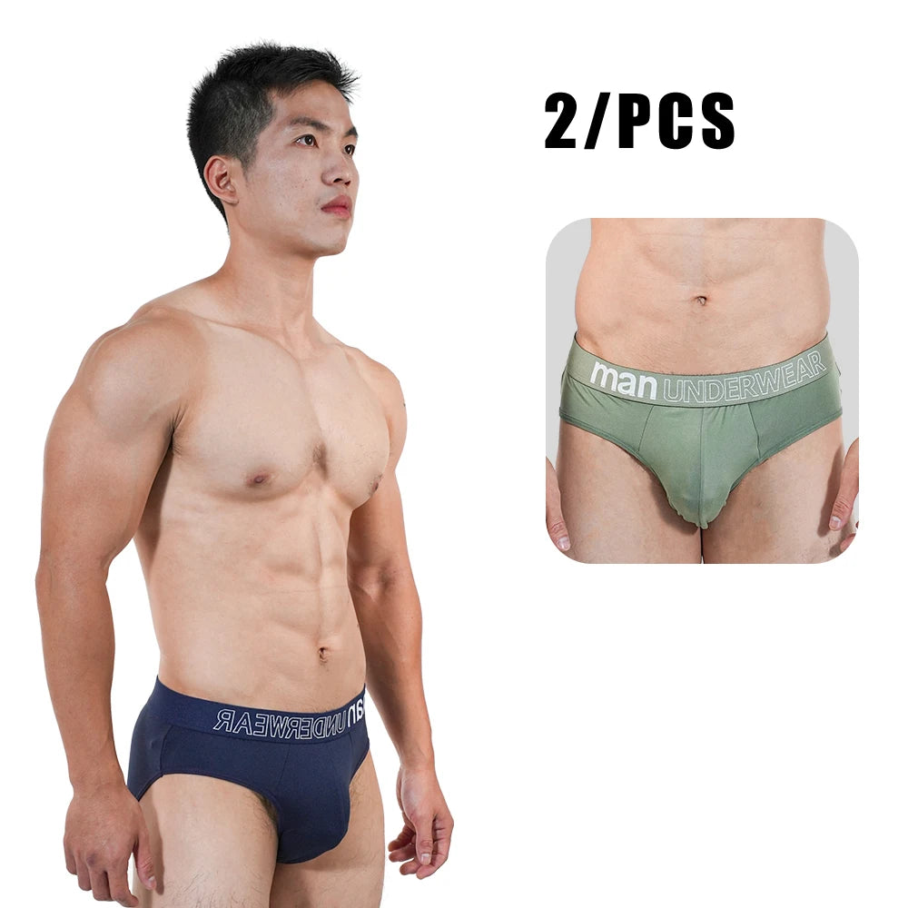 2Pcs Men‘s Large Briefs Mens Comfortable Underpants Man Sexy Gifts Underwear Stunend Breathable Triangle Panties Para Hombres
