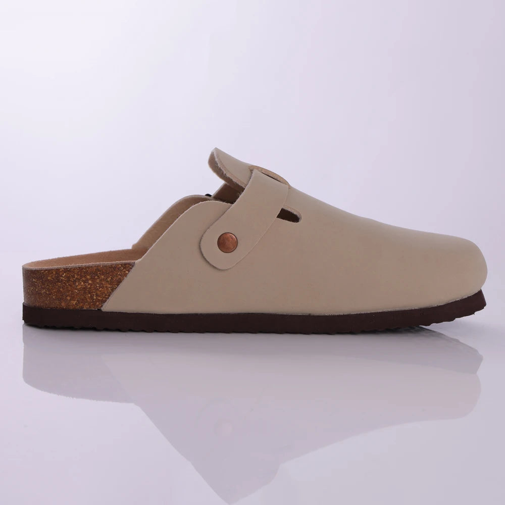 Shevalues Men Clogs Slippers Cow Suede Clogs For Men Leather Mules Men Fashion Beach Shoes Men Outdoor Classic Cork Sandals Men