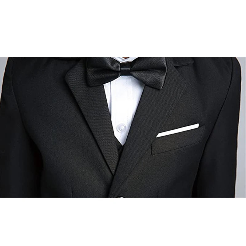Boy's balzer Formal Blue Black Slim Fit Suits Set Child Weddings Birthday Party Performance Dress Big Kids Jacket Pants Bowtie