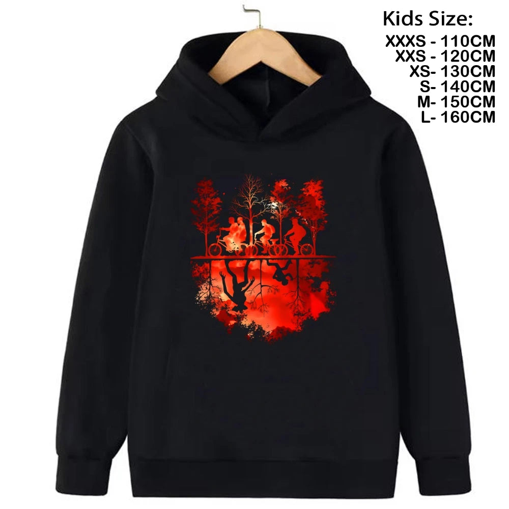 Demogorgon Hawkins Hoodies Kids Cartoon Anime Print Clothes Streetwear Basic Boys Tops Children Sweatshirts