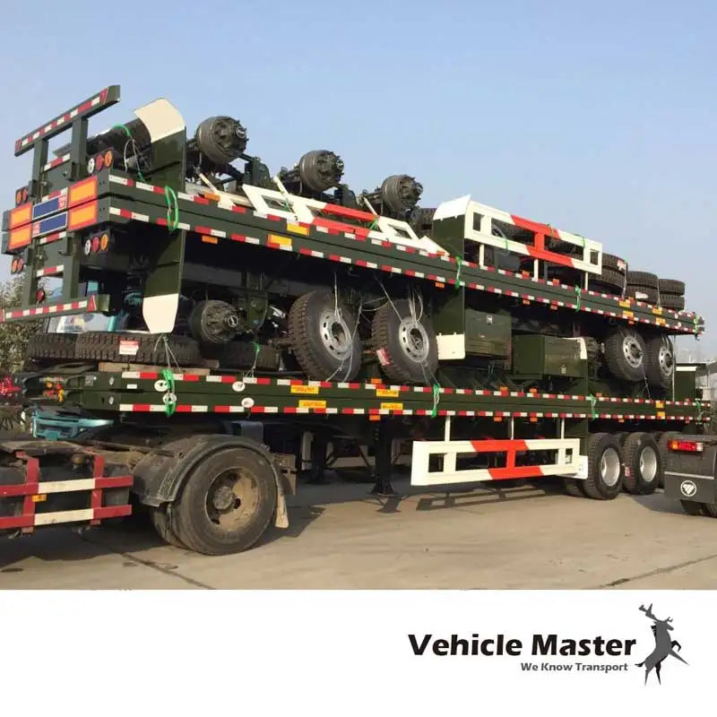 JKG 3 Axle 40ton Flatbed Trailer Flat Deck Flat Bed Semi Trailer 20/40Ft Container Chassis Flat Top Trailer