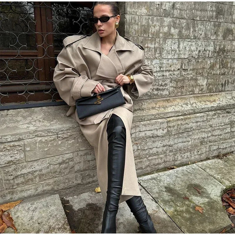 Solid Lapel Lace Up Trench Coat Women Fashion Full Sleeve Waist Cinching Short Windbreak New Autumn Office Commute Outwear 2026