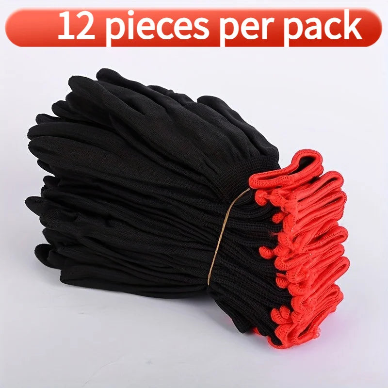 A set of breathable nylon garden work gloves, without PU coating and silicone, not waterproof, used for excavation and planting