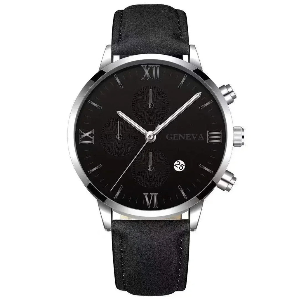 1PC Black Quartz Watch Men Roman Dial Watch Fashion Round Date Quartz Watch for Sports Relogios Masculino Relojes Para Hombres