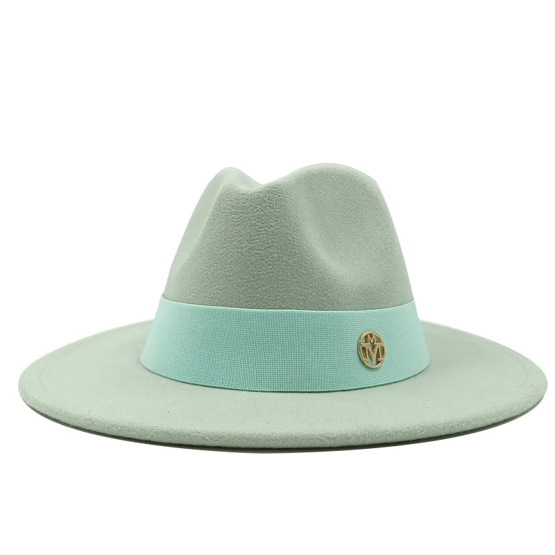 Navy blue men's fedora hat women's couple party fedora Panama hat unisex hat navy blue fedora gorras para hombres