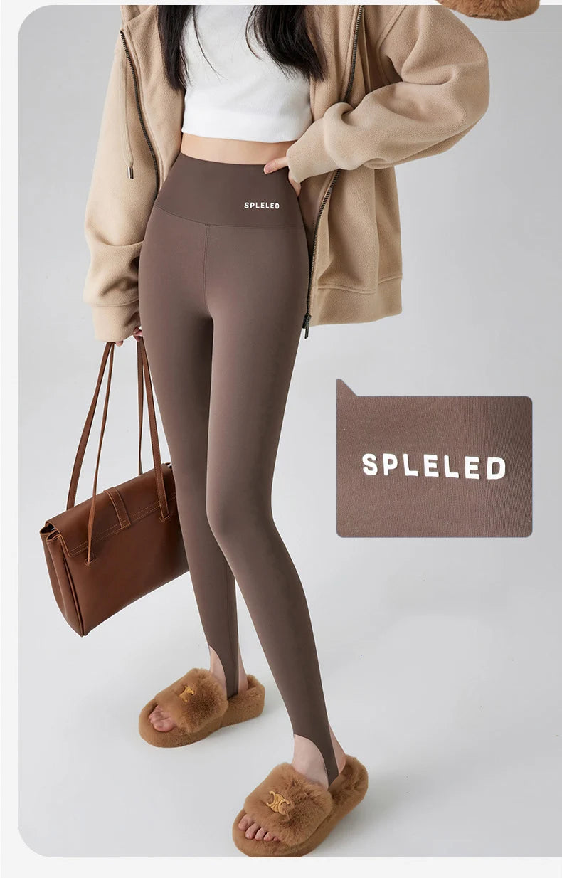 BIVIGAOS Autumn Winter New Rabbit Fleece Thicken Boots Leggings Women Slim Foot Pants Yoga Fitness Sports Warm Shark Leggings