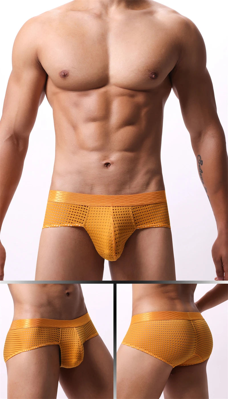 sexy tоy mens underwear Breathable mesh ropa interior hombre low waist calzoncillos hombres wide waistband sissy gay boxers new