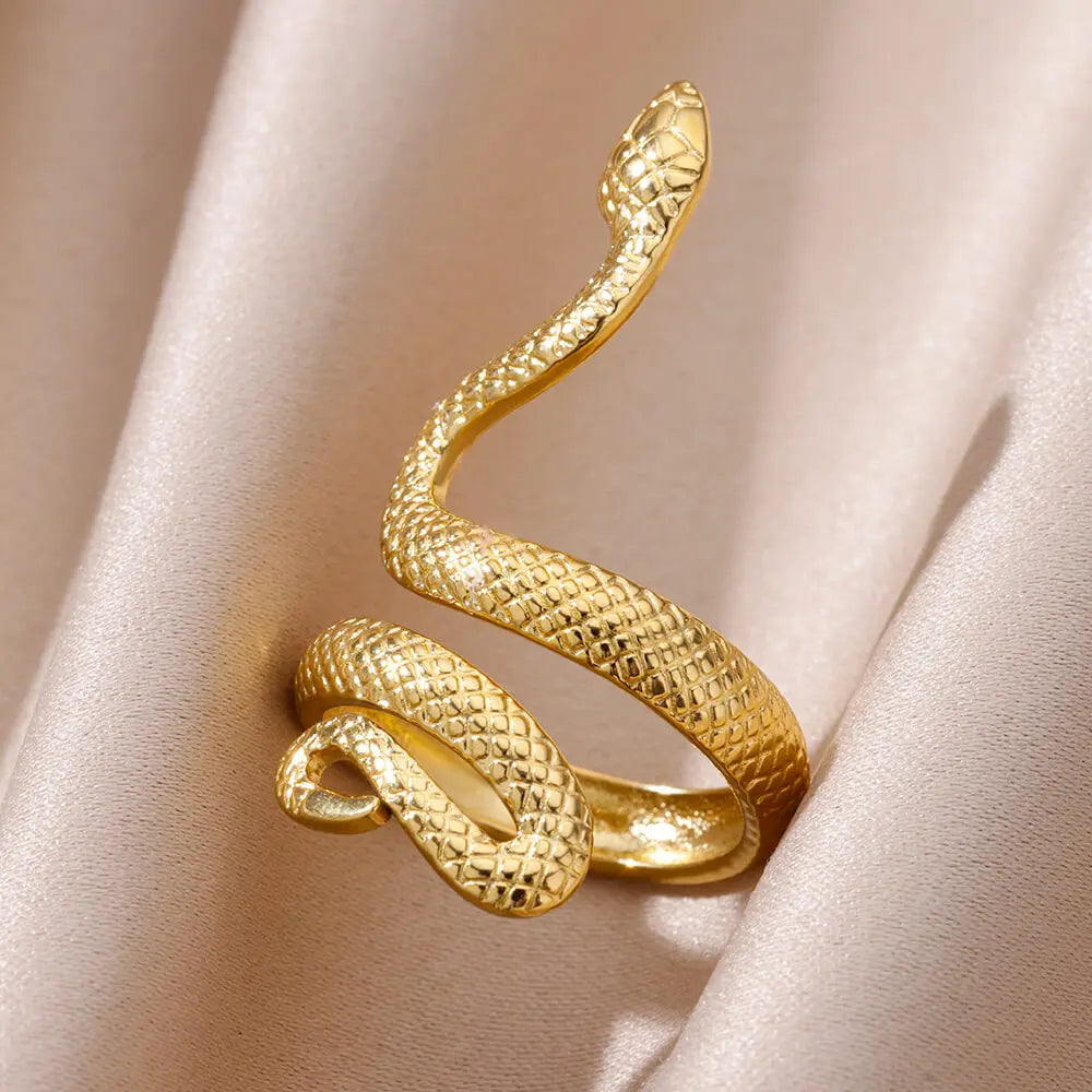 Snake Rings for Women Men Waterproof Stainless Steel Ring Gothic Gold Color Couple hombres Aesthetic Jewelry anillos mujer