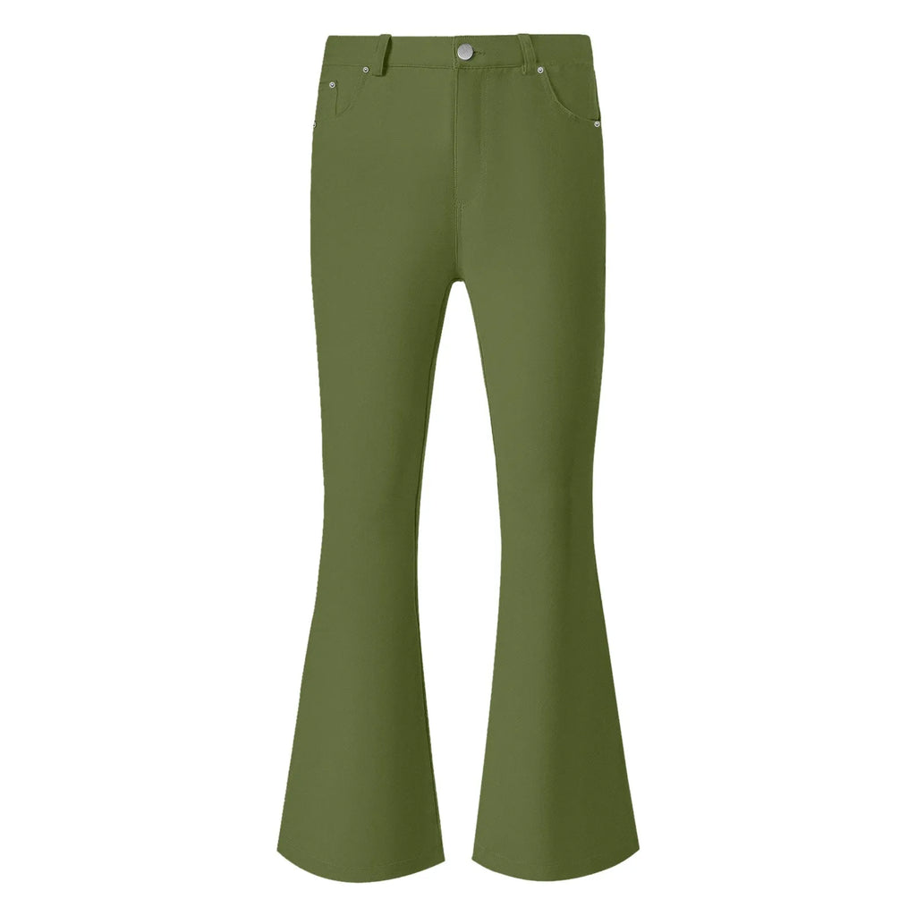 Flare Pants Men Spring Solid Color Daily Simple Classic Trousers Chic Comfortable Hip Hop Mopping Bottoms Disco Flared Pants