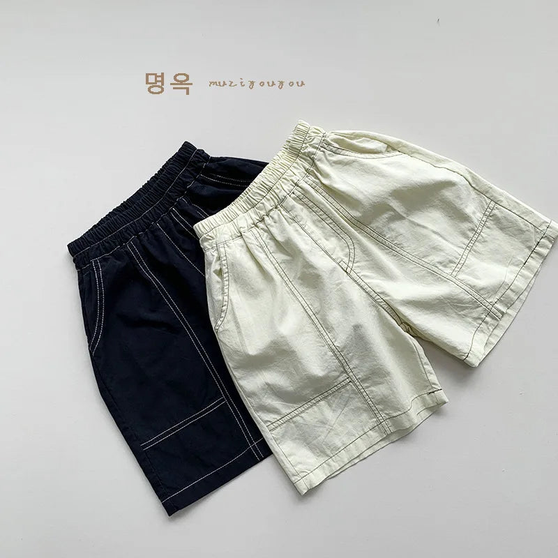 2025 Summer New Children Loose Shorts Baby Solid Casual Pants Boys Girls Cotton Casual Shorts Toddler Middle Pants Kids Clothes