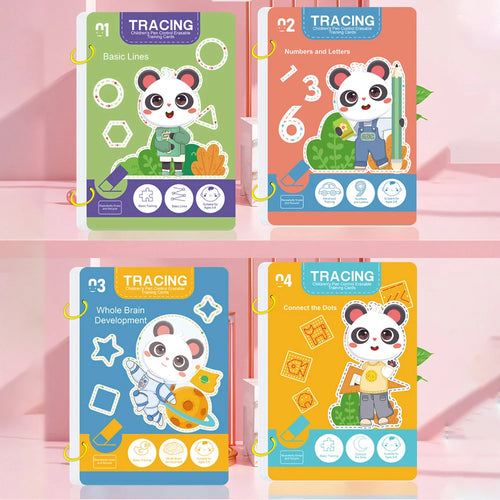 34-Page Reusable Children's Practice Book Set with Erasable Pen - Early Learning of Writing and Drawing Skills, Educational Books for Pen Control Training, Innovative Learning - Perfect Choice for Christmas and Birthday Gifts