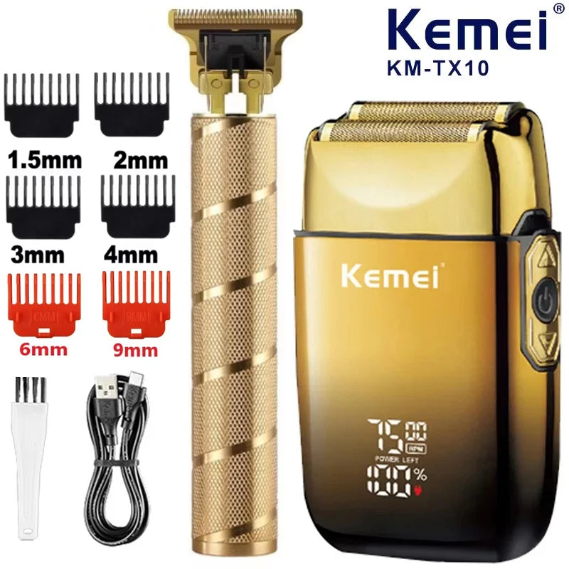 Kemei TX10 Electric Shaver Hair Rechargeable Facial & Beard Foil Razor For Men Bald Head Shaving For Men Machine Barber