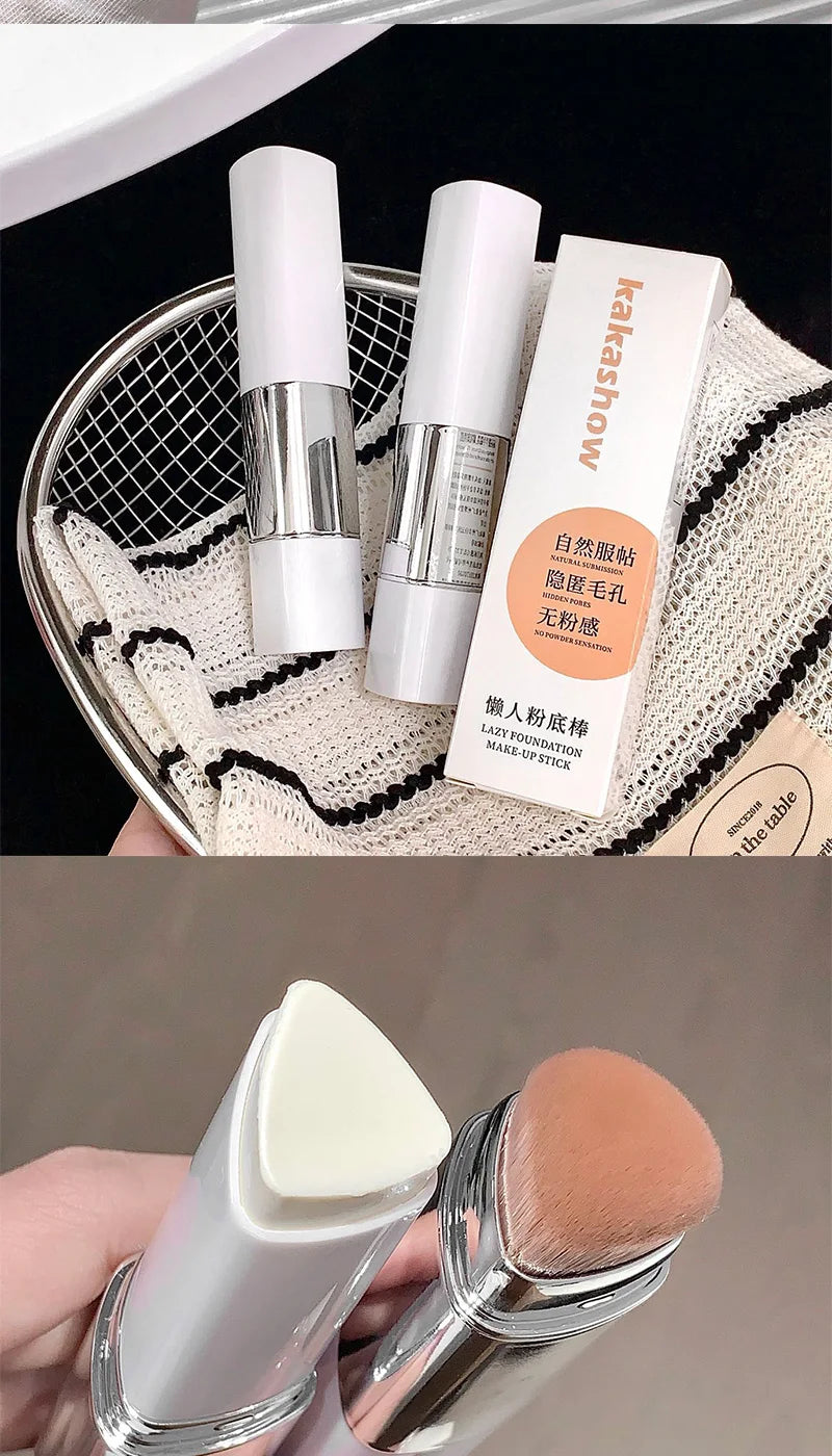Lazy foundation stick, moisturizing and natural concealer makeup,matte makeup base,rare beauty,Keep makeup and sweat