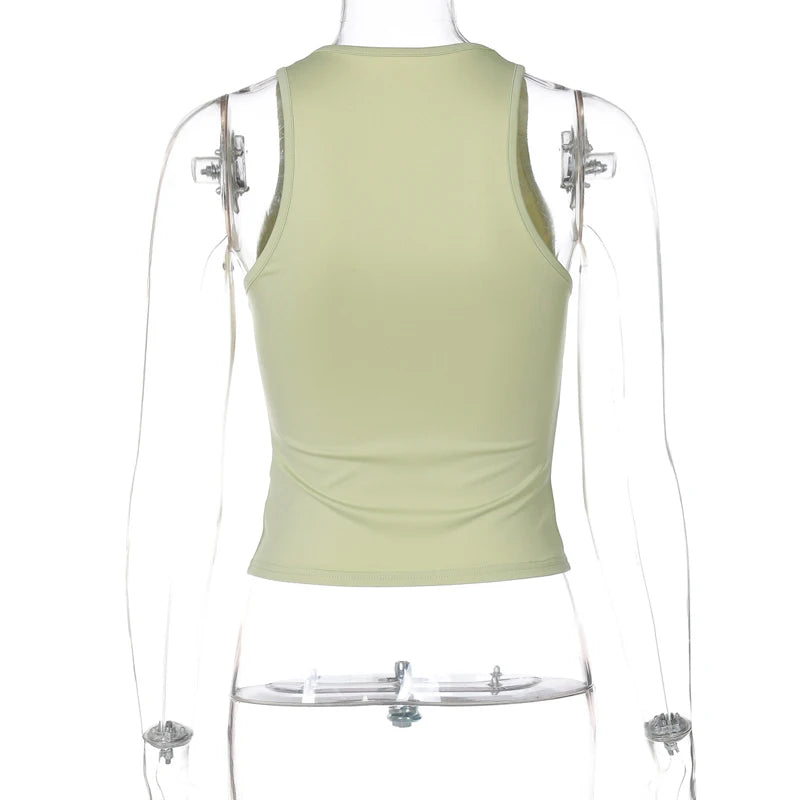 Square Collar Sleeveless Bodycon Crop tank Top Women’S Solid Sexy Elegant Y2K Top Party Clubwear Summer Outfit Wholesale