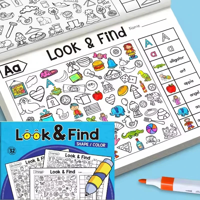 Interactive Look Find Coloring Book, Children's Search for Items Game, Enhance Visual Perception, Focus and Attention