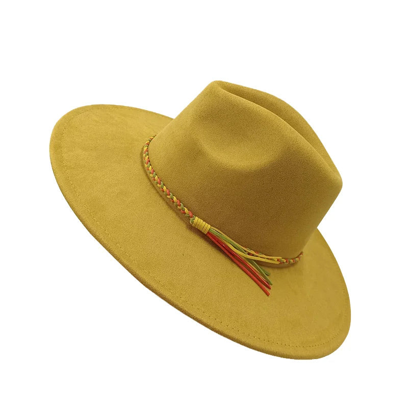 Gorras Para Hombres Three styles Suede Hat Water drop hat 9.5cm Wide Brim Fedora Hat Women's Autumn and Winter Felt Jazz Hat