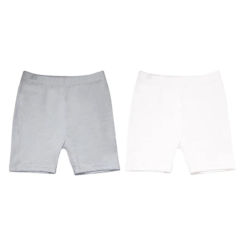 2Pcs Summer Solid Color Kids Leggings Girls Safety Shorts Cotton Leggings Girls' Beach Shorts Are Suitable For Children Age 2-13