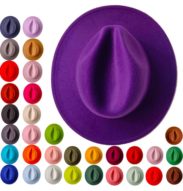 Fedora Hat Women's Winter Hat Women's Wholesale Men's Hat Wide Edge Classic Colorful Wedding Church Gorras para hombres New Hat