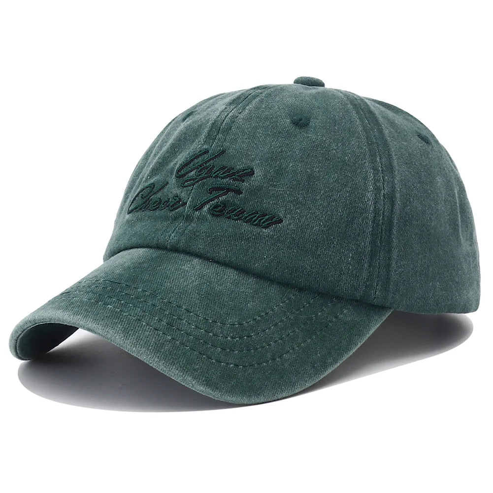 Unisex Letter Embroidery Washed Cotton Baseball Cap Adjustable Vintage Distressed Dad Hats for Women Men Gorras Para Hombres