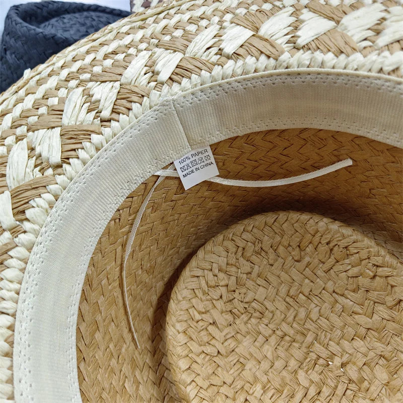 Straw hat women breathable sun hat fashion hollow retro straw hat hand-woven summer travel straw hat gorras para hombres