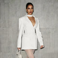 Chic Waist Cinching Women Mini Dress Fashion Full Sleeve Deep V-neck Double Breasted Short Dresses Lady Daily Party Street Gown