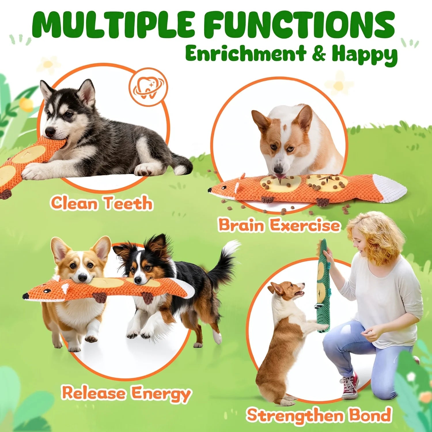 Interactive Toys Dog Toys for Aggressive Chewers, No Stuffing Interactive Dog Toys for Boredom and Teething, Squeaky Chew Toy