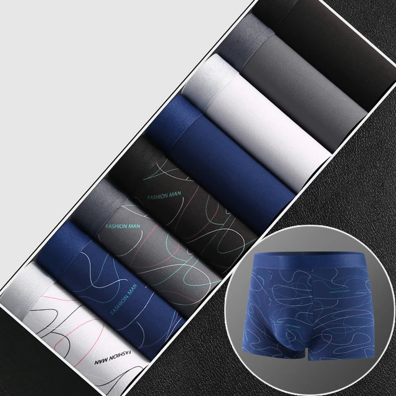 8Pcs Men Underwear Men BoxerShorts Men Printed Panties Soft Comfortable Men Underpants Man Sexy Breathable Fashion Sports Boxers