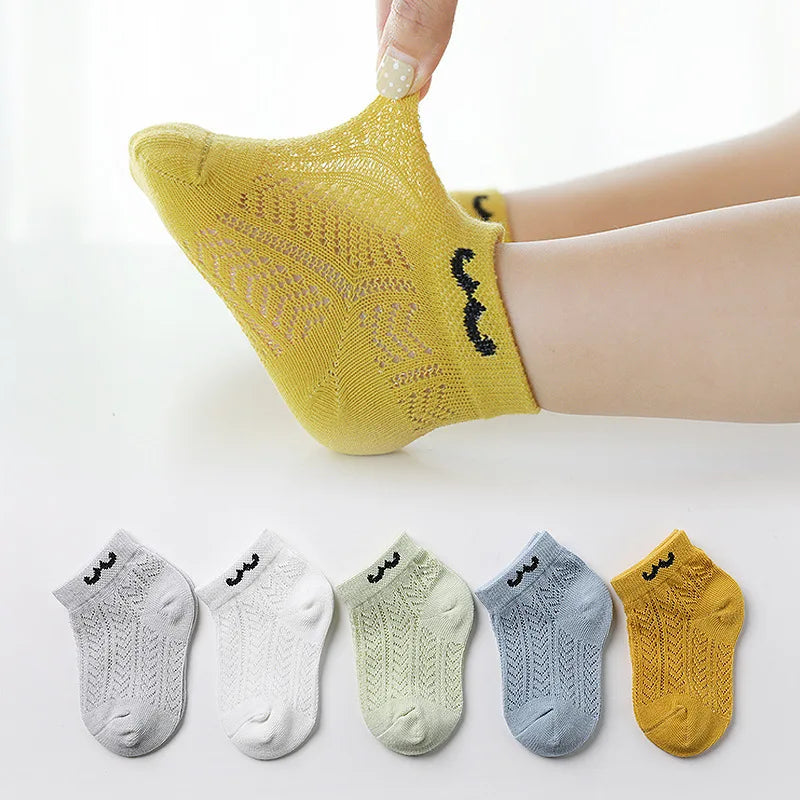 Girls Summer Mesh Thin Sock Cotton Baby Short Socks 5 Pairs Toddler Boys Kids Children Colorful Socks 5 pairs WMF043