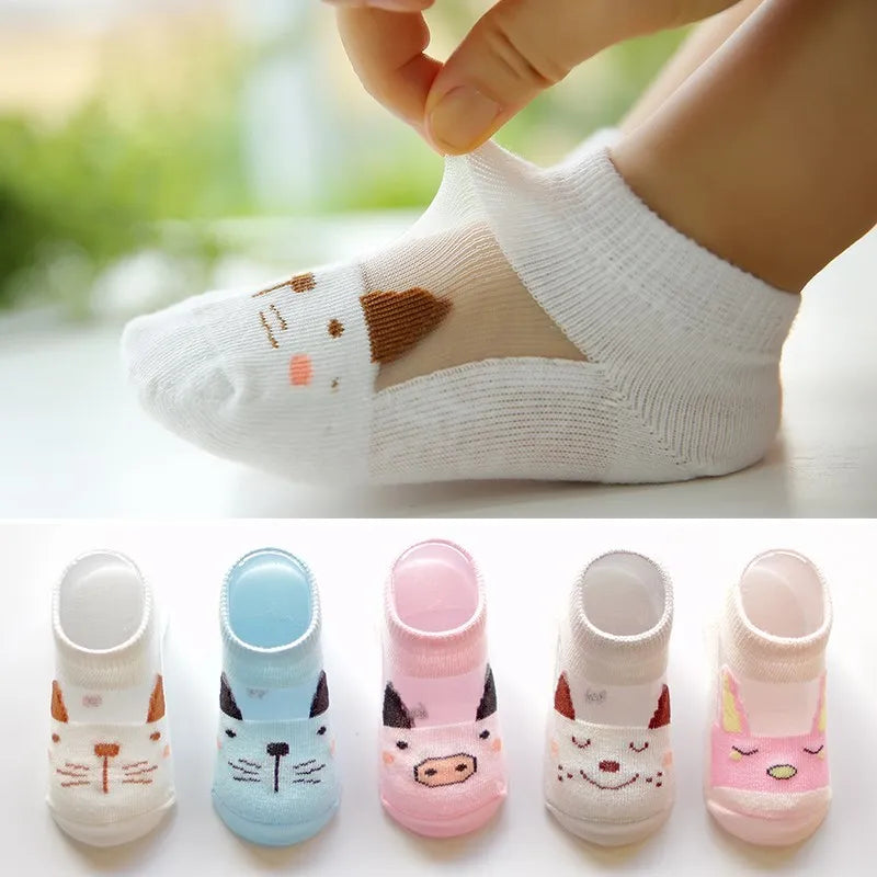 Girls Summer Mesh Thin Sock Cotton Baby Short Socks 5 Pairs Toddler Boys Kids Children Colorful Socks 5 pairs WMF043