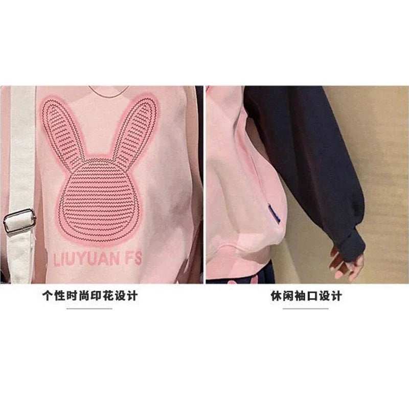 3-13 Years Spring Autumn Girls Clothing Set Cartoon Rabbit Pattern Full Sleeve Top +Pants 2Pcs For Kids