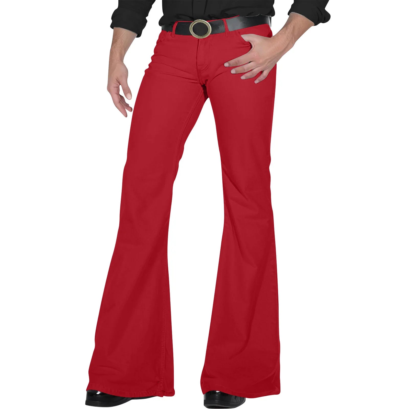 Flare Pants Men Spring Solid Color Daily Simple Classic Trousers Chic Comfortable Hip Hop Mopping Bottoms Disco Flared Pants