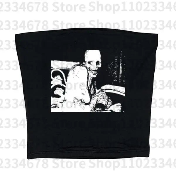 2000s Tops Gothic Emo Girls Camisole Tops Printing Grunge Crop Tops Y2k Clothes Vintage Punk Women's Corset Tank Top Baby Tees