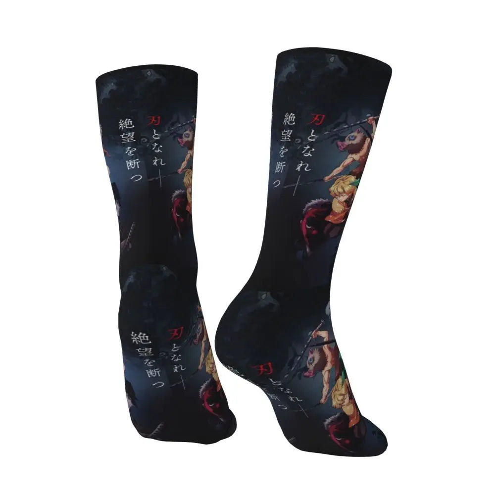 Custom Giyuu Tomioka Demon Slayer Men Women Crew Socks Unisex Kawaii Kimetsu No Yaiba Spring Summer Autumn Winter Dress Socks
