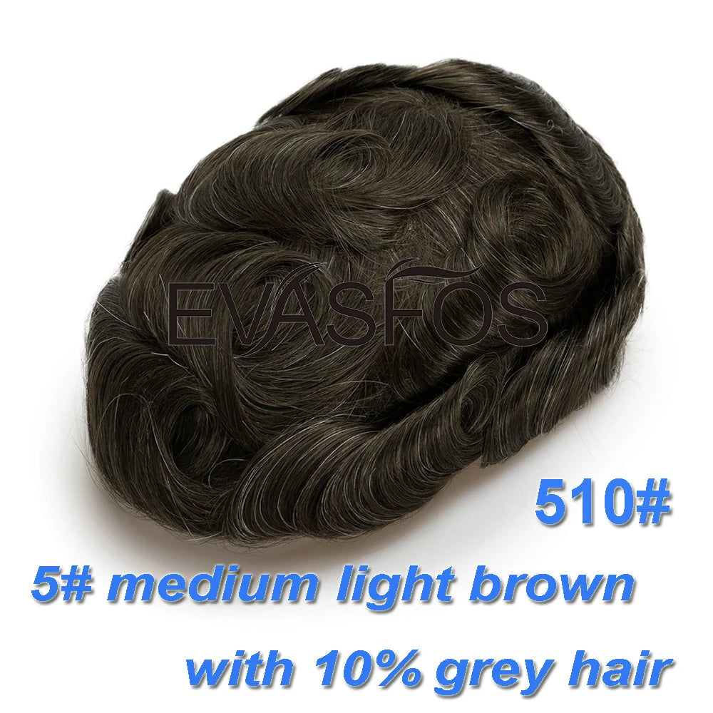 Invisible Knots Men Capillary Prosthesis Wig For Men 0.03mm Ultra Thin Skin Hair Replacement Men Toupee Natural Hair System Men