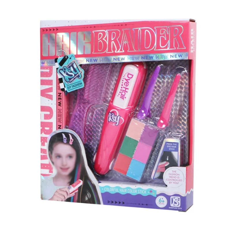Children's Simulated Hair Dyeing Stick Set DIY Hair and Makeup Tools Girl's House Hair Accessories and Makeup Toy Gifts
