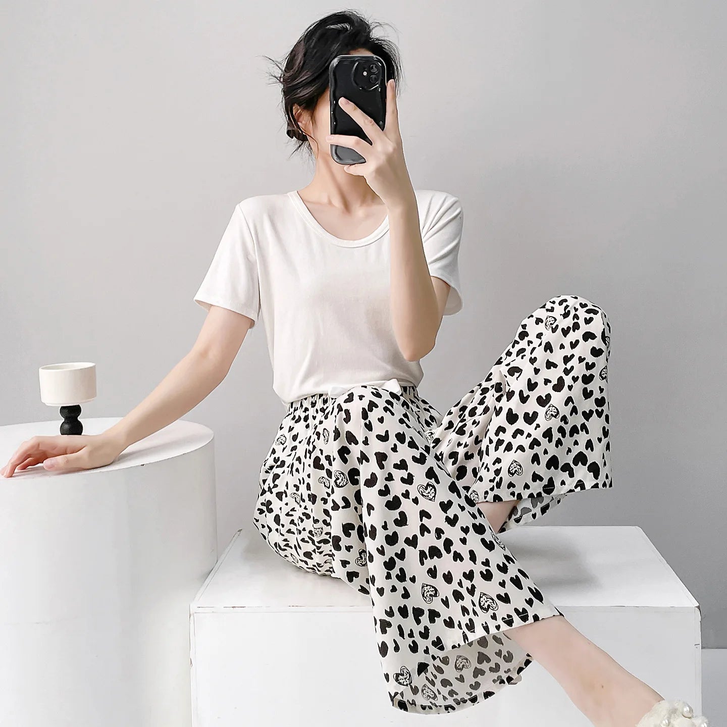 Women Casual Autumn Wide Leg Pants Floral Beach Trousers High Waist Boho Ethnic Style Calf Pants Four Season Girls Home Clothes