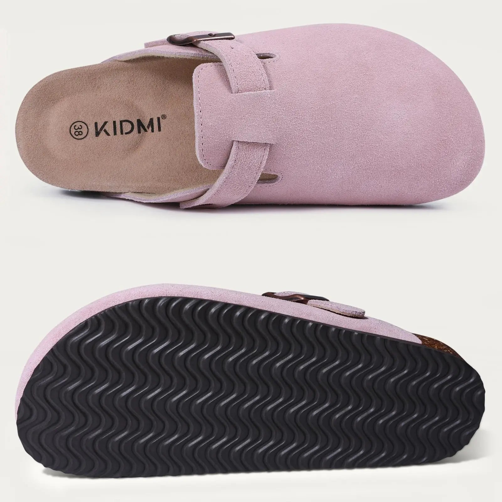 Shevalues Men Clogs Slippers Cow Suede Clogs For Men Leather Mules Men Fashion Beach Shoes Men Outdoor Classic Cork Sandals Men